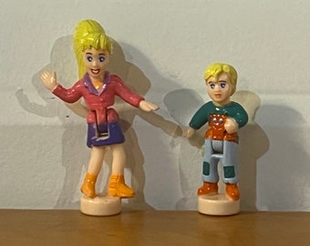 Vintage 1999 Polly Pocket Dolls Dream Build Deluxe Mansion People - Polly und ihr Bruder Micro Dolls
