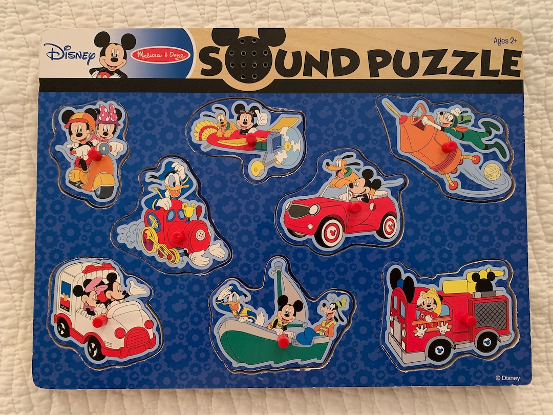 Melissa and Doug Kids Wood Puzzle Mickey Mouse and Friends Vehicle