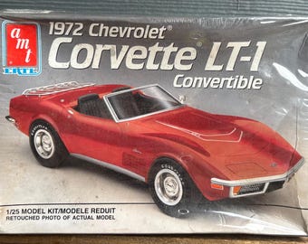 Kit de modelo de plástico AMT/ERTL Chevrolet Corvette LT-1 Convertible de 1972, escala 1/25, nuevo en paquete.