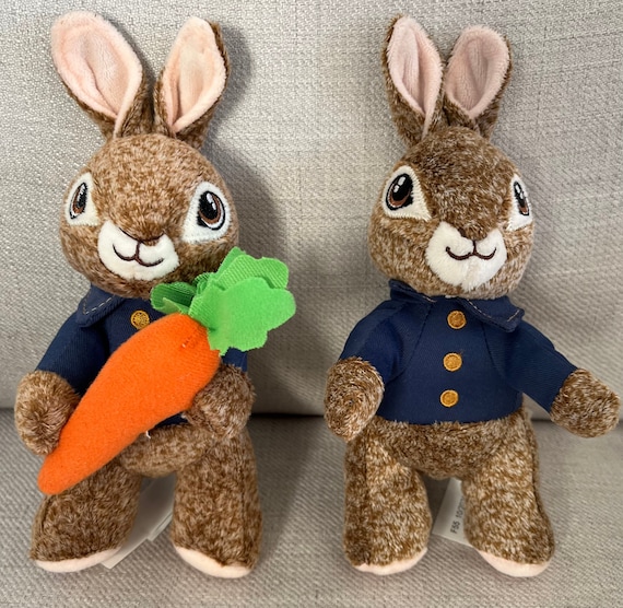 Small 7” Peter Rabbits With Blue Coats One With a Carrot 2 to
