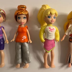 Polly Pocket Doll Lot Set of 4 Metallic Hair & Blonde