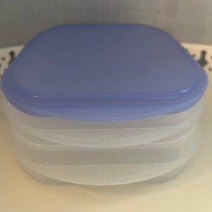 Vintage Tupperware Fridge Stackables Deli Keeper 5102A/5103A Light Blue 2 Containers 1 Lid Meat Cheese Cold Cuts Storage