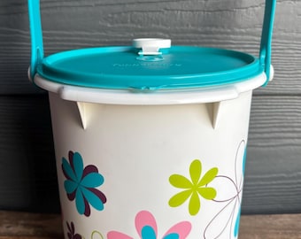 Floral Tupperware 5qt Canister Jug 5L with Handle & Pour Spout