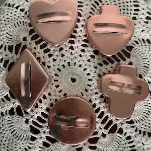 Juego de 5 cortadores de galletas de cobre vintage con forma de diamante, corazón, trébol, espada, círculo y baraja de cartas