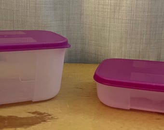 Small Tupperware Freezer Mates With Purple Lids Clear Containers