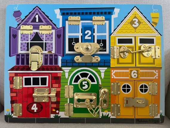 Melissa and Doug Latch Puzzle Lock Toy Wood Learning Toy - Etsy