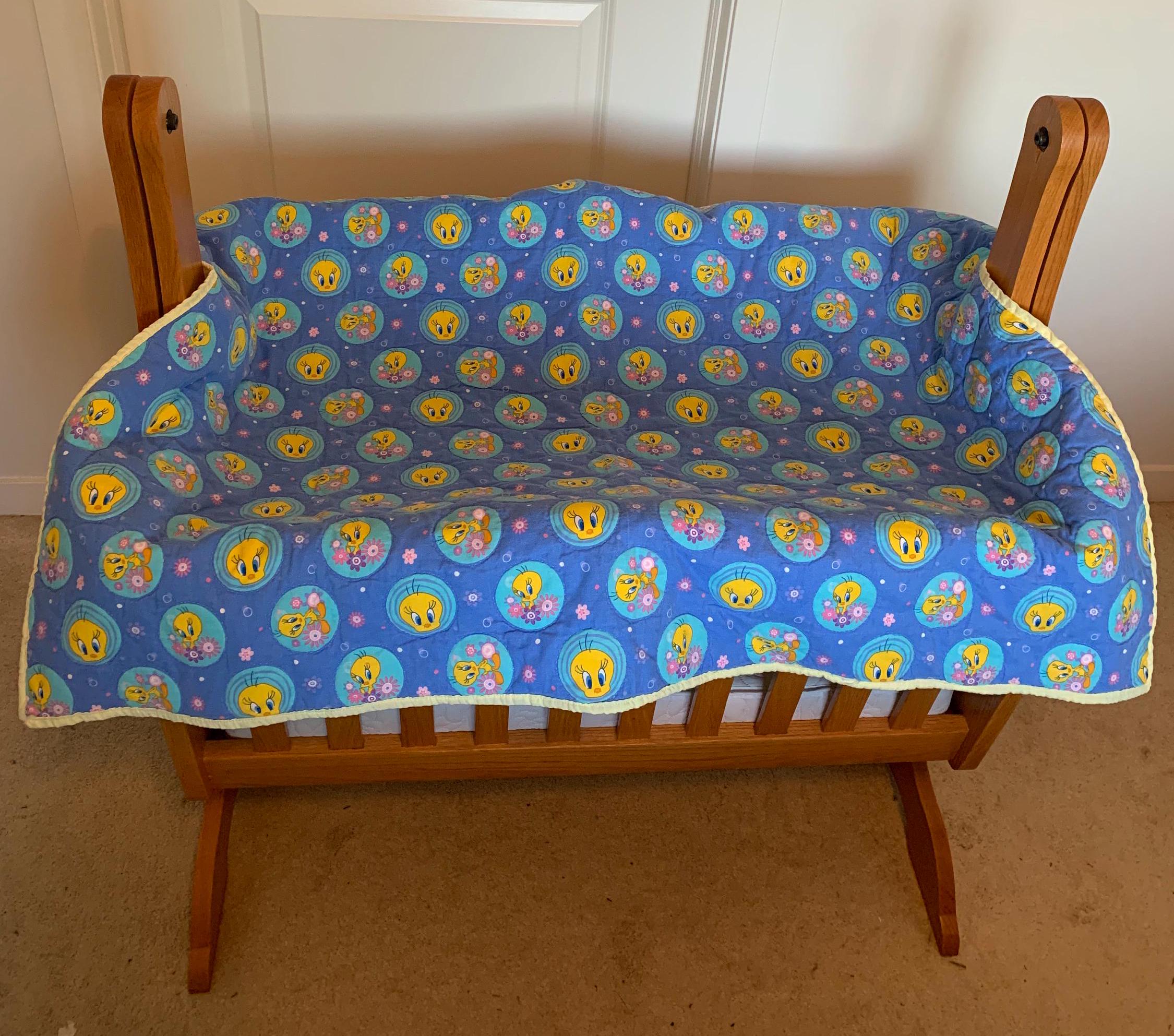 Vintage Looney Tunes Tweety Bird Quilted Baby Blanket, 32