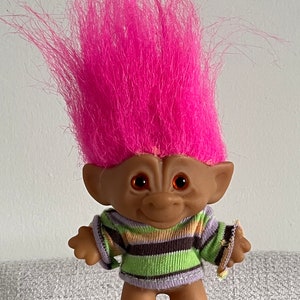 Ace Novelty Toys Pink Haired Troll with Red Heart shaped Jewel belly button Vintage Dolls