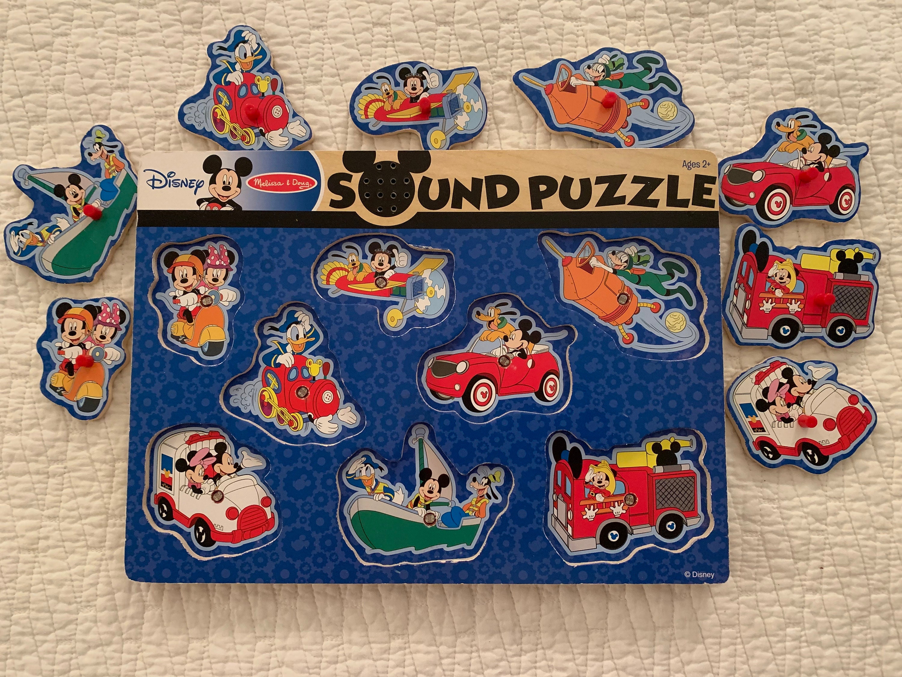 Mickey Mouse Themed Puzzle  Vehicles Wooden Sound Puzzle