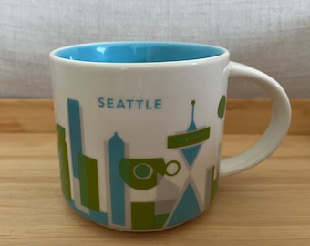 Starbucks Coffee Mug You Are Here Collection: Seattle - 14 fl oz 414 ml City Mug Pacific Northwest Washington State Blue Mug