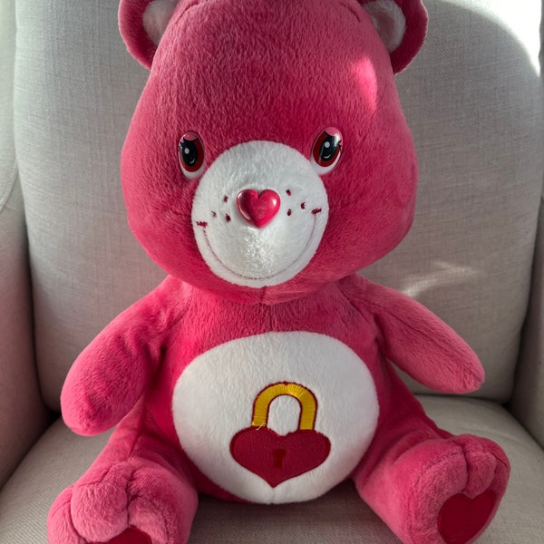 Vintage 2004 Care Bear 16” Secret Bear - TCFC - NANCO - Heart Lock on Chest