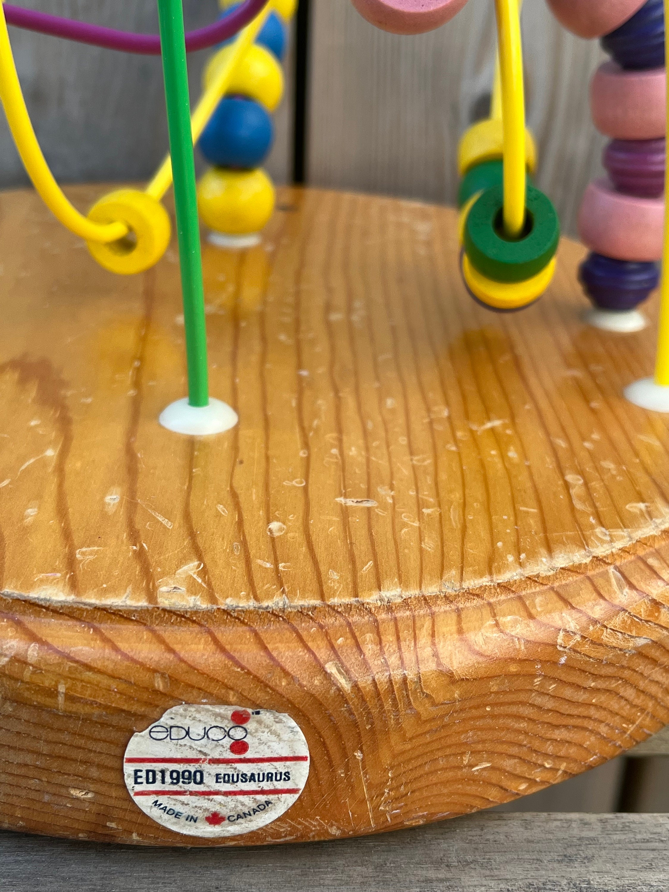 Vintage Educo Wood Bead Maze Round Base Pink Purple Beads and Track Made in Canada Math Toys Learning Toy Fun Interactive Coordination Etsy Canada