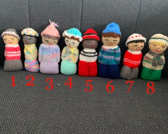 Hand Crafted Knitted 7” Tall Comfort Dolls Multicultural Boy Girl Plush Toys Worry Dolls