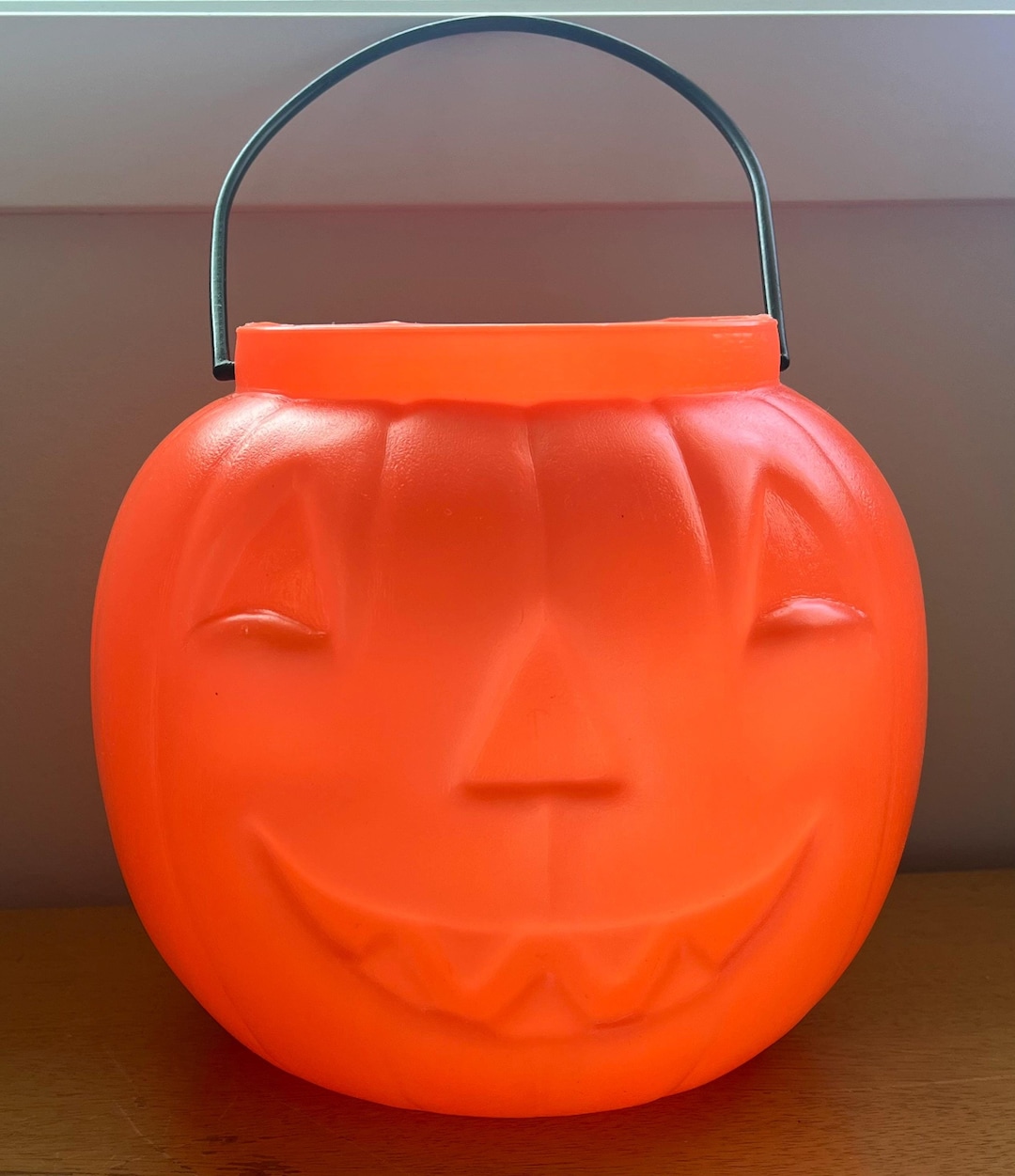 Vintage Orange Halloween Blow Mold Pumpkin Bucket Trick or Treat Fall ...