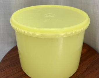 Recipiente Tupperware redondo amarelo vintage com tampa 265/228