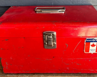 Vintage MasterCraft Kleine Rote Metall Werkzeugkiste