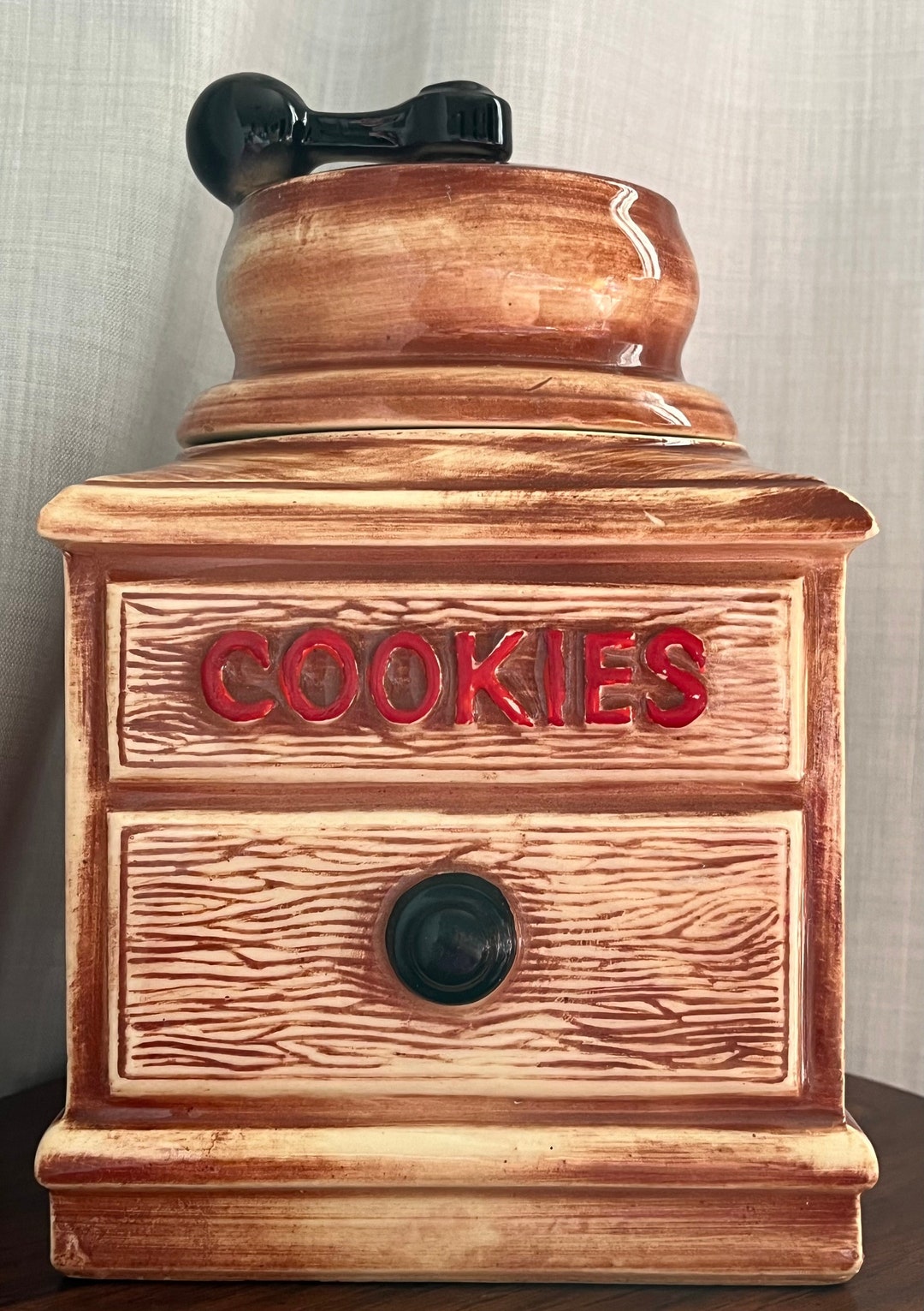 Vintage Mccoy Ceramic Coffee Grinder Cookie Jar Made in the USA Biscuit Jar MCM Kitchen Decor