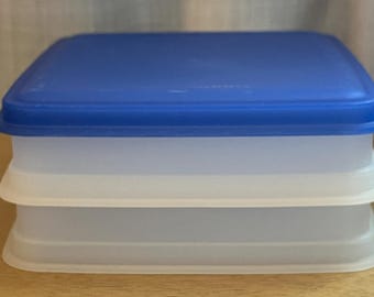Recipientes Tupperware vintage para perritos calientes (3 piezas): tapa y 2 recipientes apilables. Capacidad para 8 salchichas 4965A/4966A