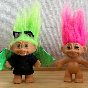 Vintage 1990s Collection of Russ Trolls Collectible Toys Two to Choose From - Rare Halloween Bat or Pink Hair Troll
