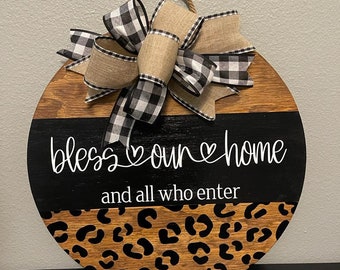 Leopard Welcome Sign | Leopard | Cheetah Door Wreath |  Housewarming Gift l Christmas Wreath | Christmas Decor | Door Hanger | Door Wreath