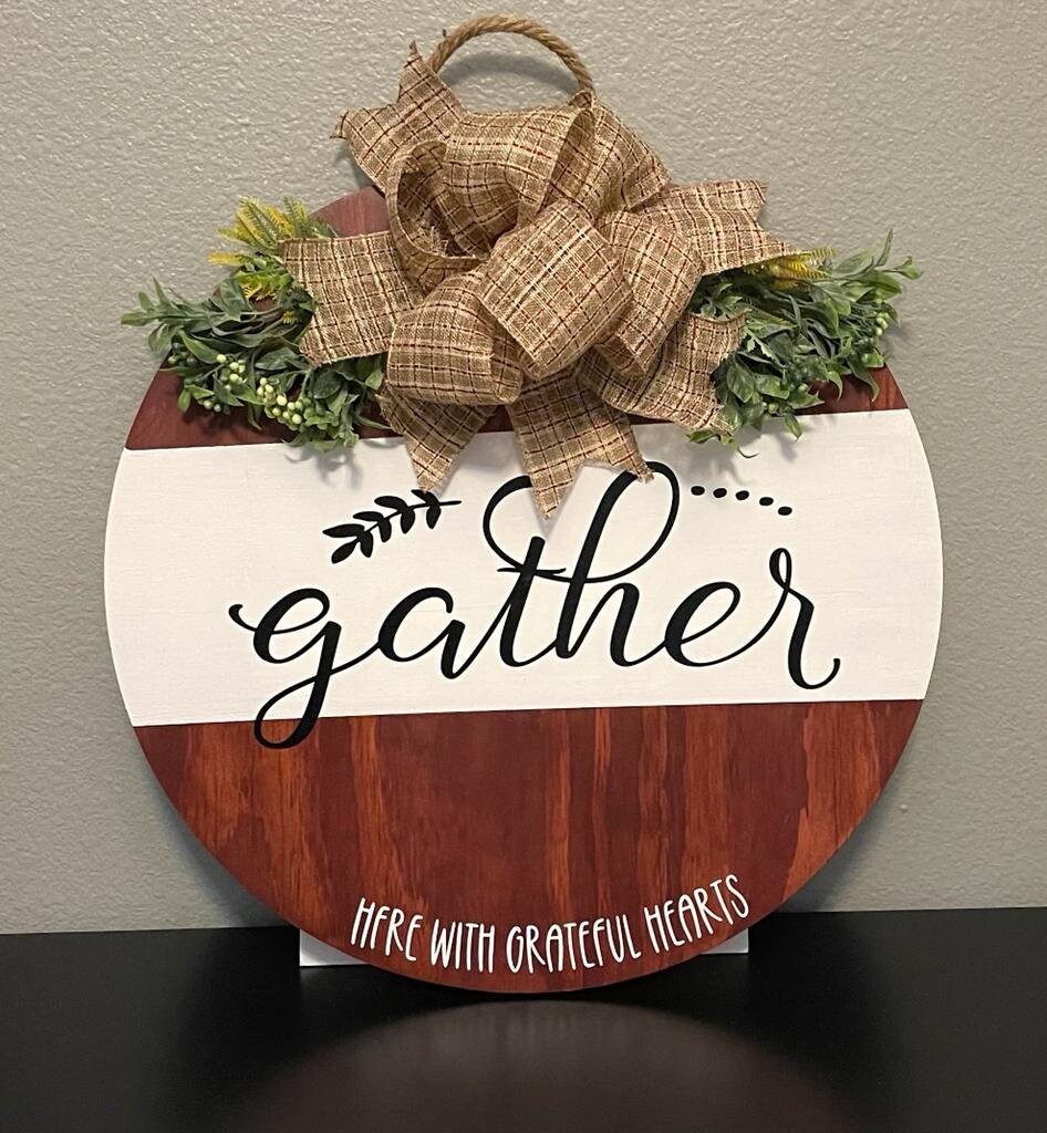 Door Hanger, Gather Sign, Gather Wood Sign, Gather Wreath, Front Door ...