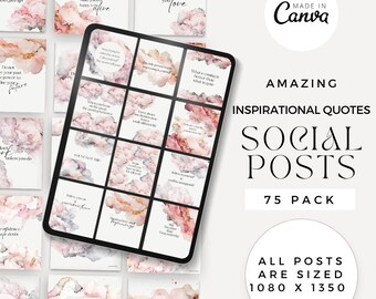 75 IG Inspirational Quote Templates 1080 x 1350| Canva Editable Social Media Pack | Motivational & Uplifting Designs | Small Business Owners