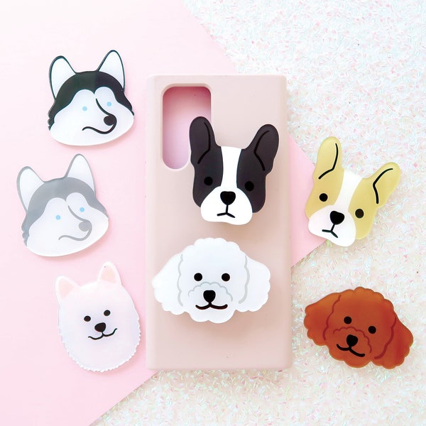 Dog Phone Grip Holder, French bulldog, husky, poodle phone, pet cute frenchies