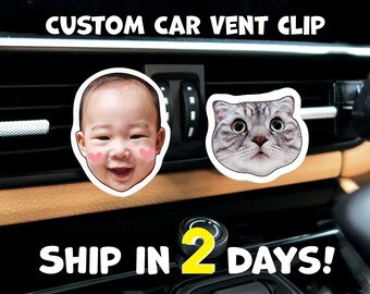 Car Vent Clips / High-Quality Acrylic Custom Photo Car Vent Clips with Felts, Car air freshener, diffuser, gift idea, baby, pet
