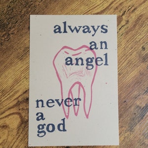 Never a God - boygenius linocut lyric art