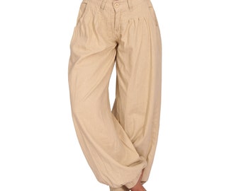 Pantalones ligeros de verano para mujer, aspecto de lino playero, harén Aladin Ali Baba, pantalones bombachos, harén 88371