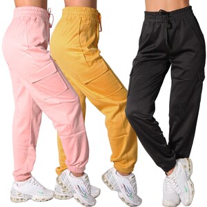 Pantalones de mujer con bolsillos cargo, pantalones de entrenamiento para correr, pantalones deportivos con cremallera, deportes de fitness NK120