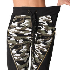 Damen Hose Jogging Sport Knopfleiste Army Camouflage Trainingshose Sporthose Fitness LP86005 zdjęcie 8