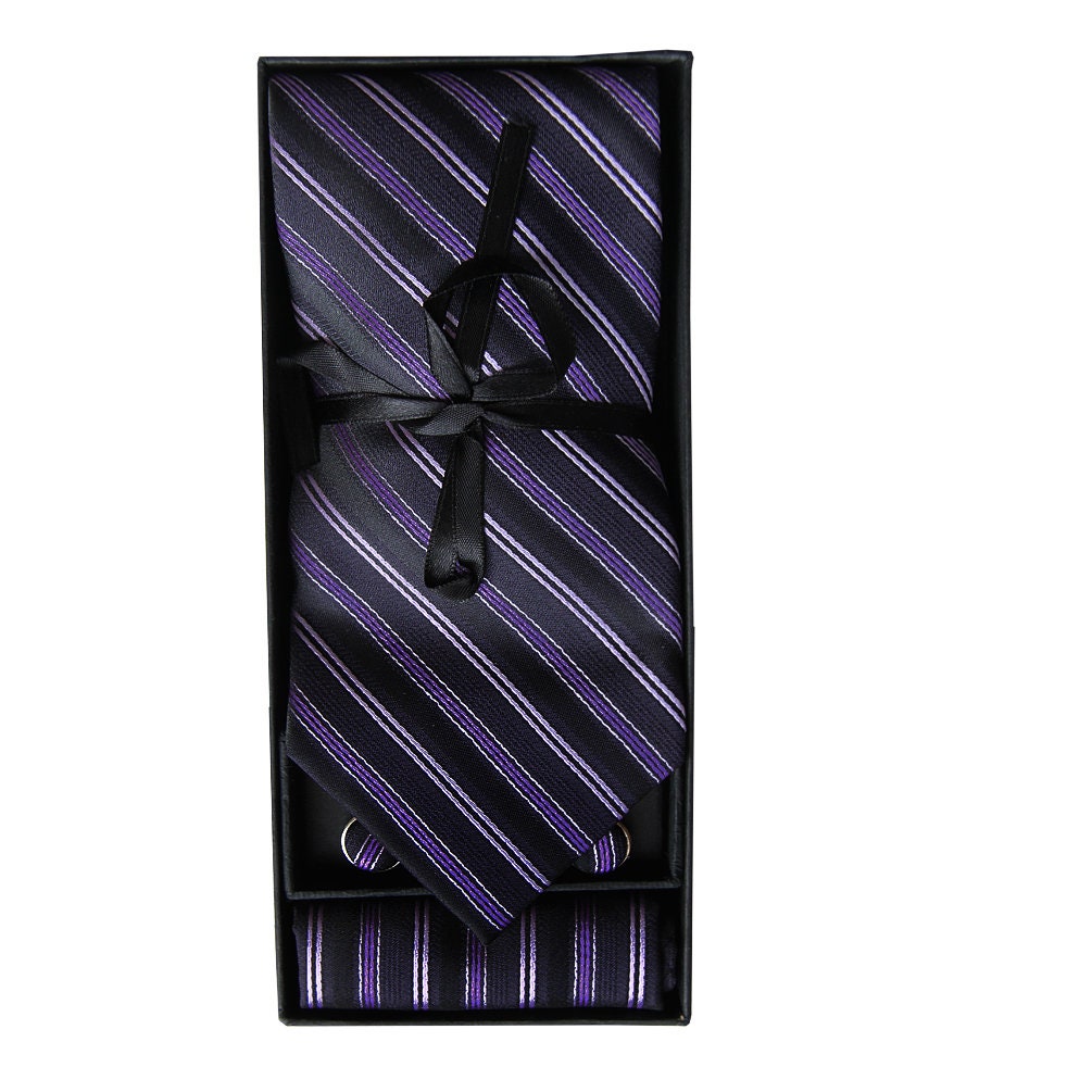 Set Cravatta Uomo 5 Pezzi – Cravatta, Fazzoletto, Gemelli E Spilla, Elegante Idea Regalo - Foto 4