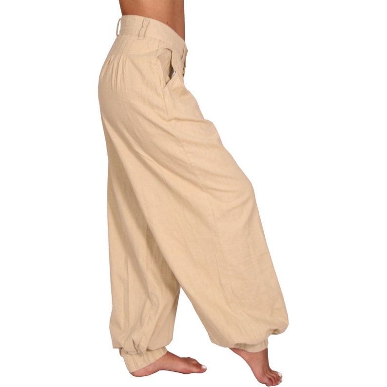 Damen Leichte Sommer Hose Strand Leinen Optik Harem Aladin Ali Baba Pumphose Pluder 88371 Bild 3