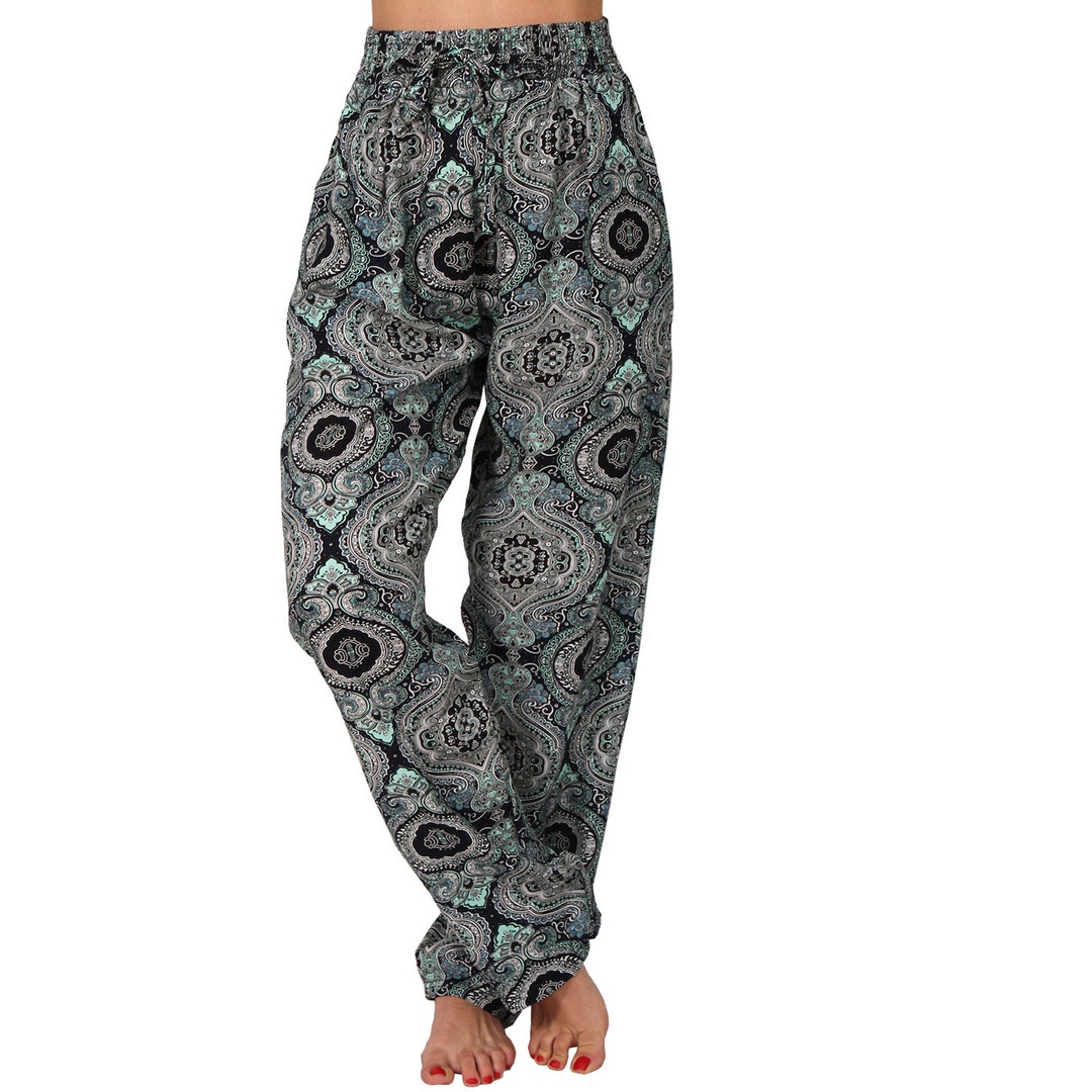 Women's Lightweight Summer Paisley Beach Harem Pants Aladdin Ali Baba ...