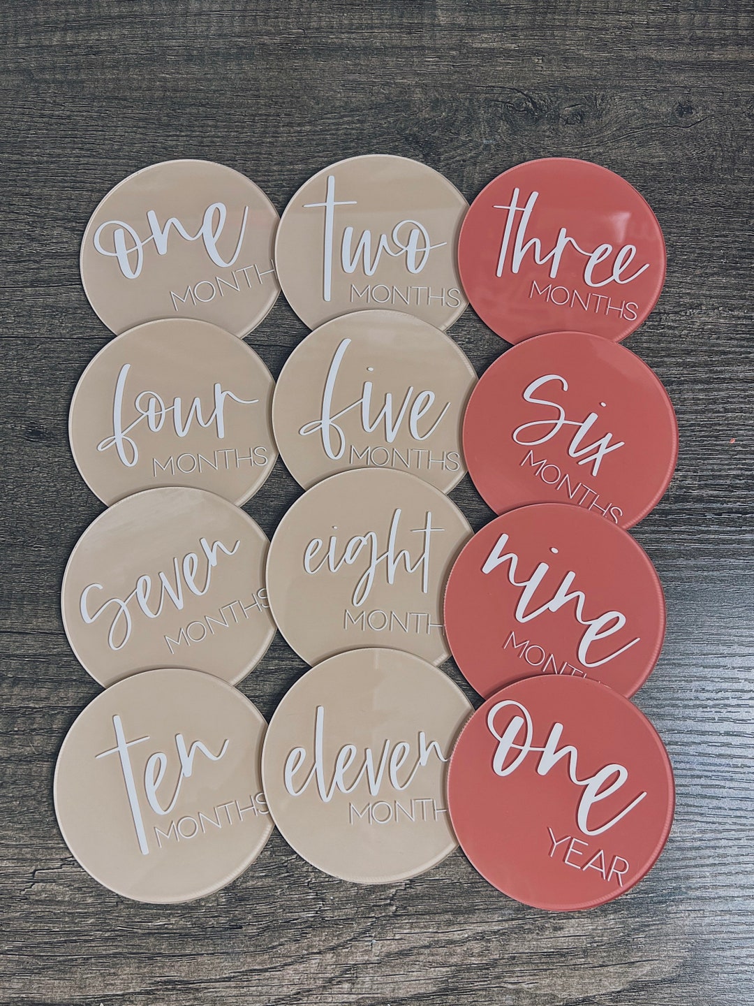 Acrylic Baby Milestones | Set of 12 Baby Milestone Discs 4” | 12 Month ...