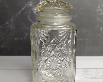 Vintage Cut Glass Star Pattern Tea Jar Decanter | Depression Glassware
