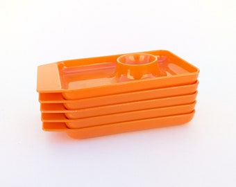 Vintage Prestige Orange Plastic Egg Cup and Soldier Trays