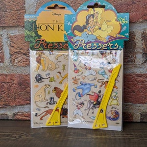 Kits de calcomanías de transferencia vintage de Disney Aladdin y El Rey León de los años 90 y 2000