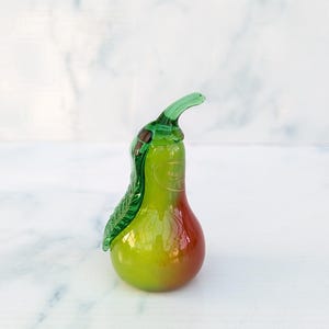 Vintage Czech Art Glass Hand blown Pear Figurine Glass Fruit