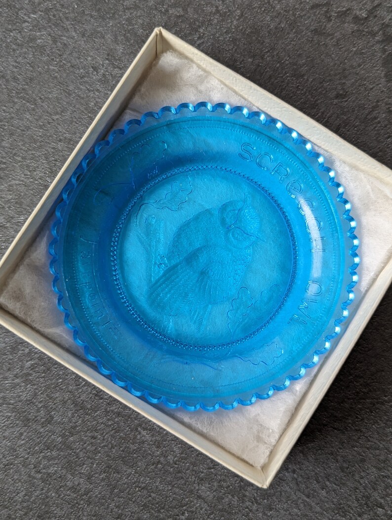 Vintage Pairpoint Cobalt Blue Glass Screech Owl Suncatcher Etsy
