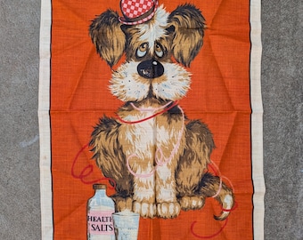 Vintage Dunmoy torchon en lin irlandais pur sels de santé de chien humoristiques décor de bar rétro