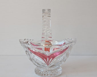 Vintage Anna Hutte Czech Lead Crystal Flower Basket Vase