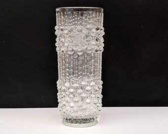 Vintage 1970s Hermanova Candlewax Clear Glass Vase by Frantisek Peceny