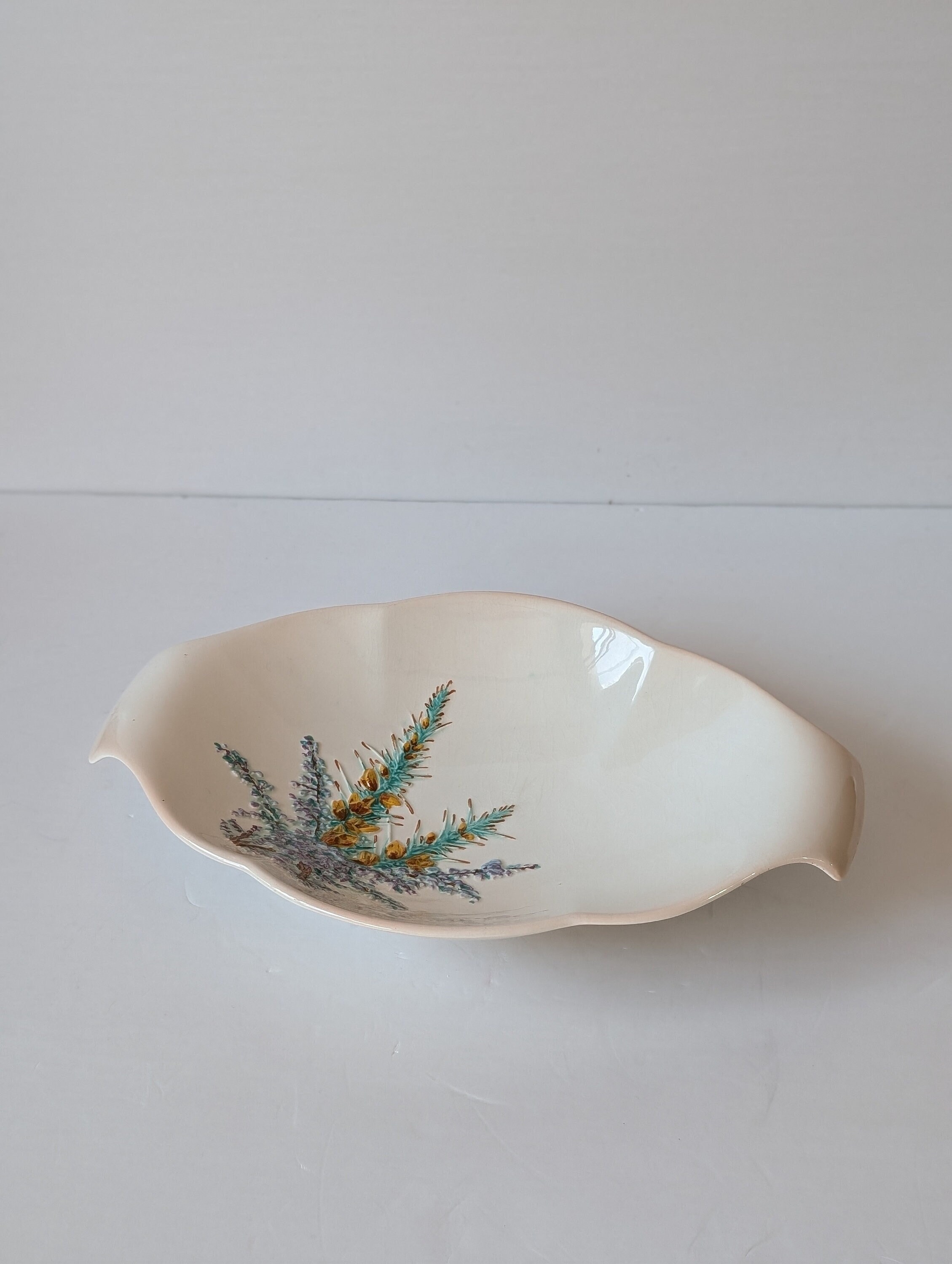 Vintage Beswick England Hand-painted Floral Oval Bowl Plate