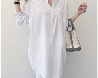 long tail white blouse