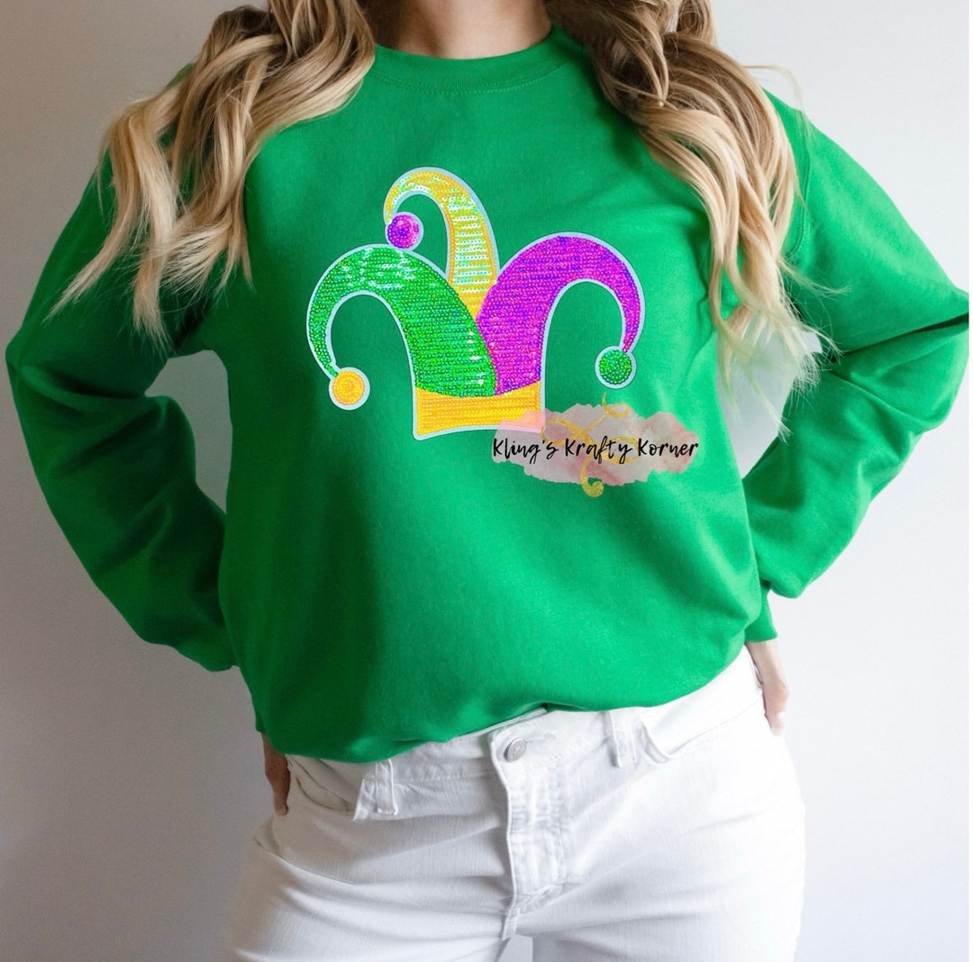 mardi gras sweatshirt sequin