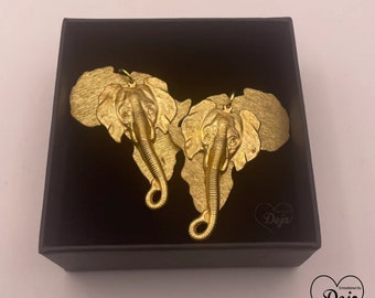 Gold Wooden Africa Shaped Earrings, Africa Oganya earrings, Wooden African Earrings, Cute Africa Earrings, African Elephant Earrings