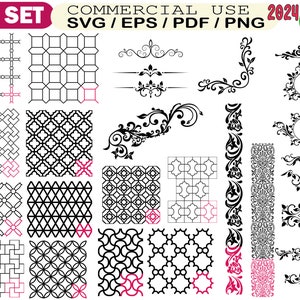 Floral Ornament SVG, Vintage Frame Clipart,Damask Pattern SVG,Decorative Border PNG,Ornate Design Bundle,Elegant Swirl svg,Geometric Pattern