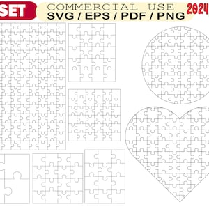 Puzzel SVG, puzzel sjabloon SVG, puzzel sjablonen bundel SVG, laser SVG cut-bestand, puzzel SVG voor cricut, laser gesneden puzzel, puzzel cut SVG